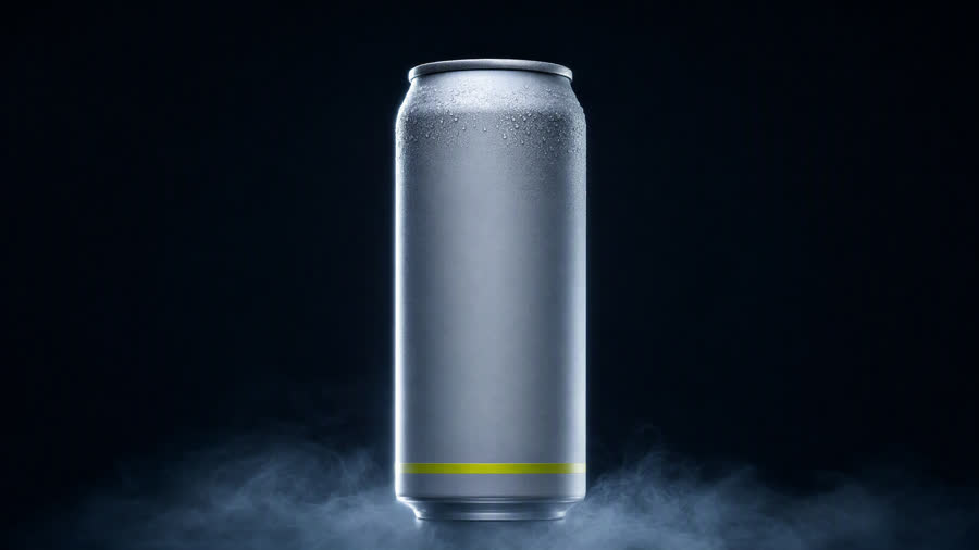Stills sheet frame two: the can held on a lit set.